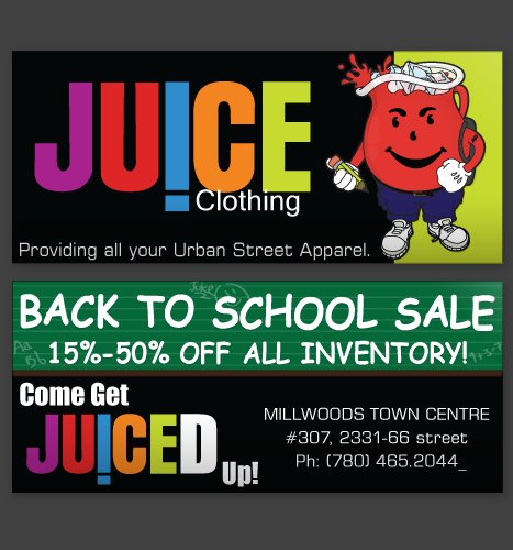 Print, Vector Illustration: Juice Back to School Flyer & Kool Aid Kid Character Illustration