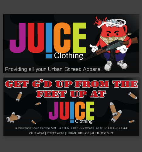 Print, Vector Illustration: Juice Urban Apparel Flyer & Kool Aid Kid Character Illustration